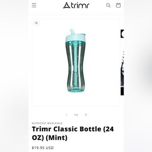 TRIMR DUO SHAKER BOTTLE - MINT GREEN - NWT - BPA FREE